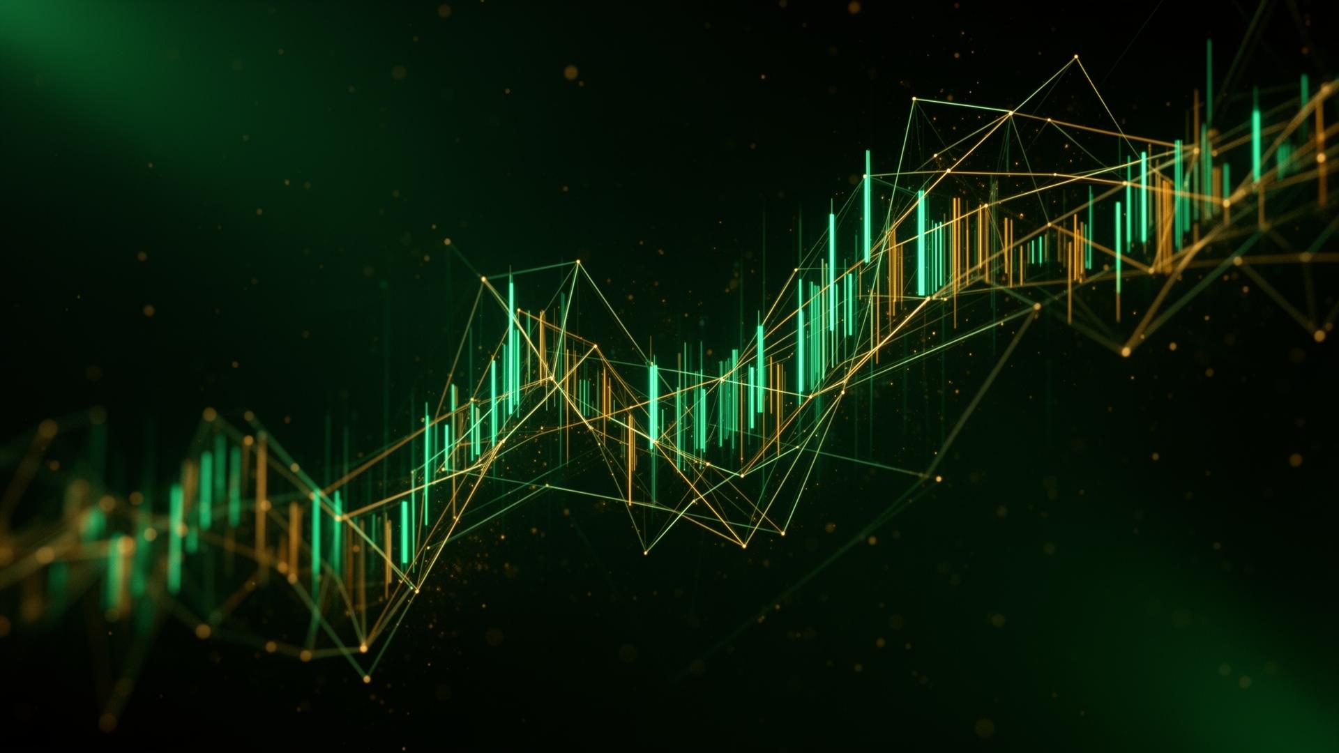 Futuristic financial network visualization